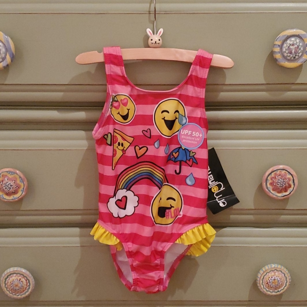 NWT EmojiNation 2T Pink One Piece Bathing Suit